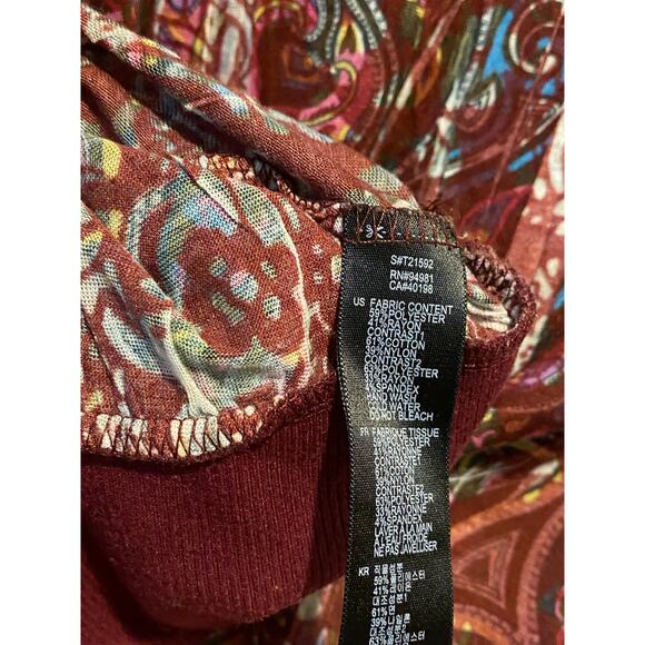 Forever 21 Paisley Long Sleeve Blouse Small Purple Lace Colorful Boho Hippie Art - Picture 4 of 5